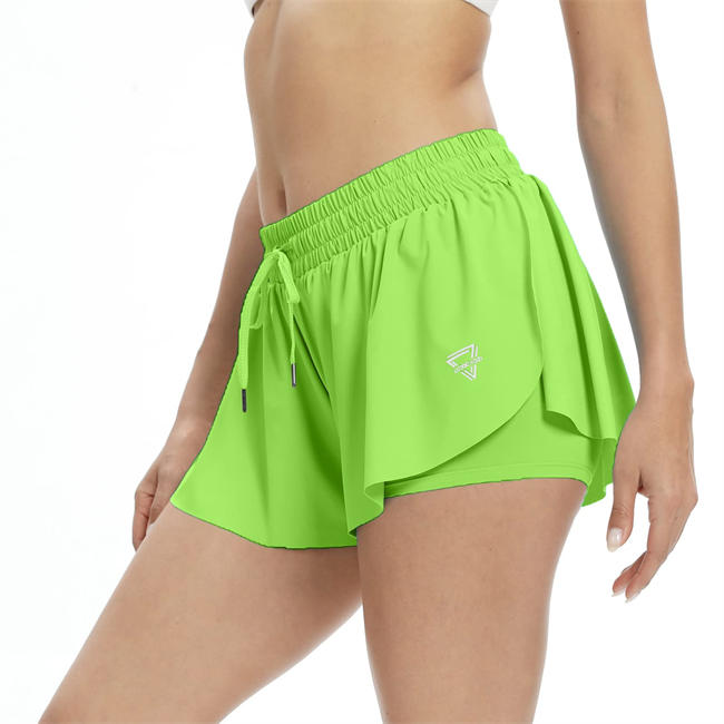 2 in 1 Flowy Running Shorts for Women Gym Yoga Athletic Womens Workout Biker Spandex Lounge Sweat Skirt Summer